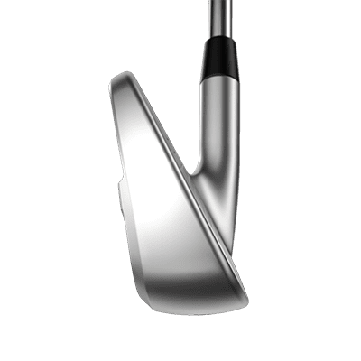 image displaying the silver Callaway Apex Pro 4 iron with black details from the side